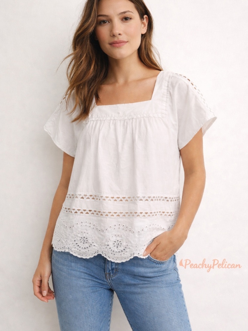Madewell Angelica Eyelet Top Boho White Medium